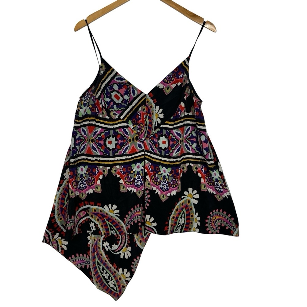 HD In Paris Anthropologie Silk Asymmetrical Handkerchief Hem Cami Tank Top 8